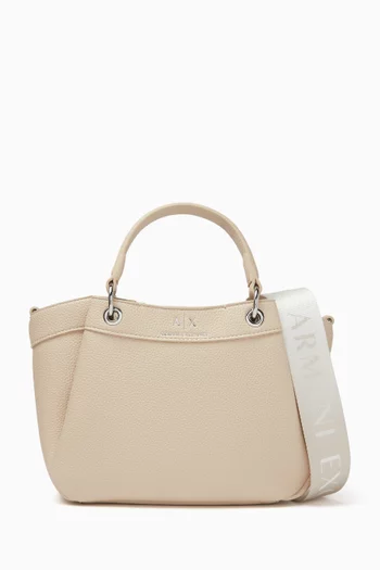 Logo Shopper Tote Bag in Faux Leather
