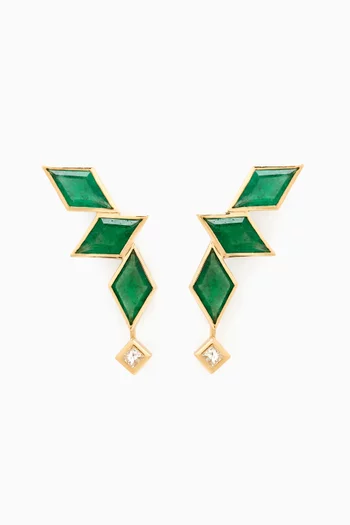 Diamond & Emerald Earrings in 18kt Gold