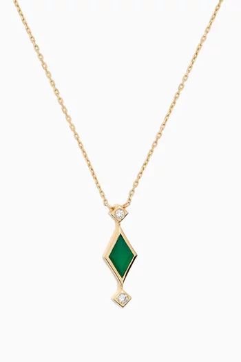 Green Onyx & Diamond Necklace in 18kt Gold