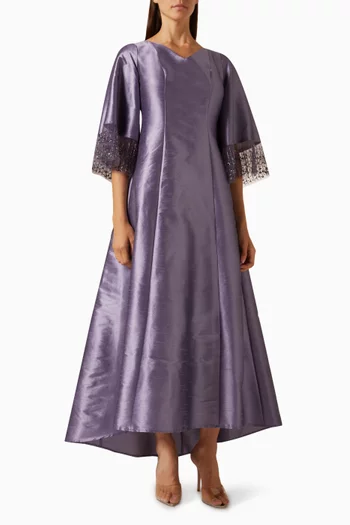 Bead-embellished Maxi Dress in Raw Silk