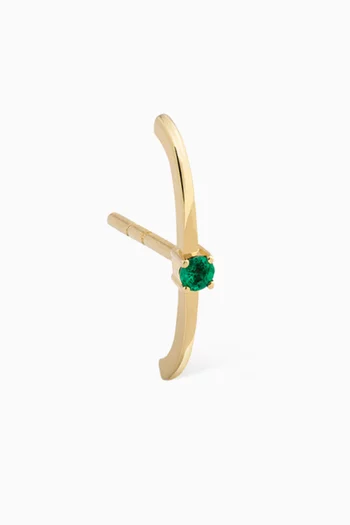 Emerald Single Stud Earring in 14kt Gold