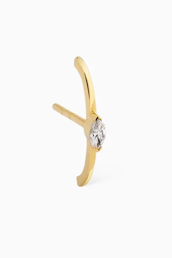 Marquise Diamond Single Stud Earring in 14kt Gold