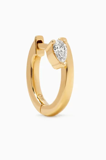 Floating Pear Diamond Single Huggie in 14kt Gold, Right