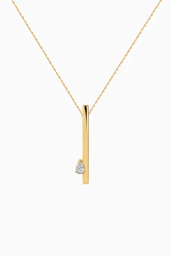 Pear Diamond Bar Necklace in 14kt Gold