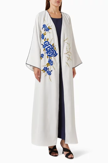 Embroidered Abaya & Dress Set in Crepe