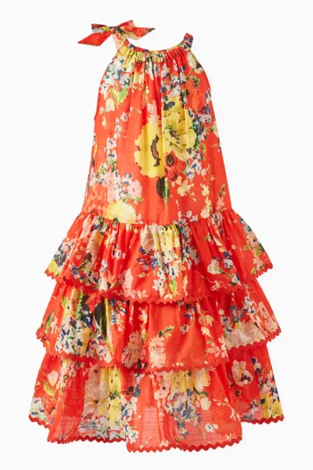 Alight Floral-print Tiered Dress in Cotton