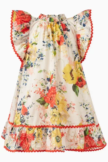 Alight Floral-print Frill Dress in Cotton