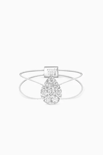Floating Diamond Pear Ring in 18kt White Gold