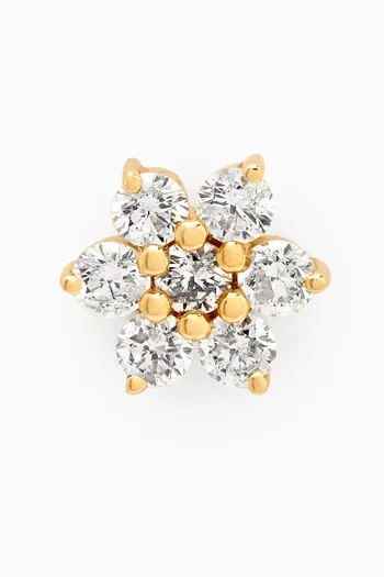 Flower Diamond Pavé Single Stud Earring in 18kt Gold