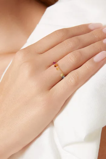 خاتم مزين بسبع شاكرات ذهب عيار 18