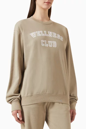 Wellness Club Flocked Crewneck Sweatshirt in Cotton