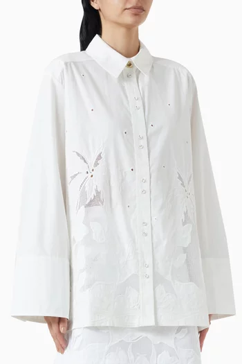 Agua Embroidered Shirt in Linen