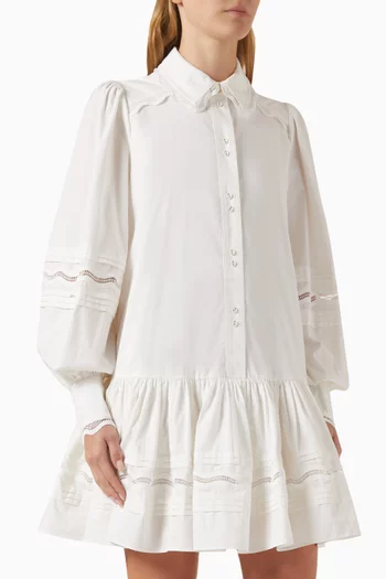Reva Wave-trim Shirt Mini Dress in Cotton