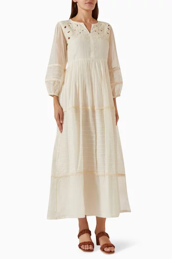 Pisa Tiered Maxi Dress in Cotton-silk