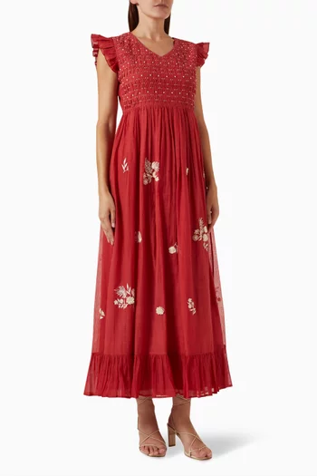 Emma23 Floral Maxi Dress in Cotton-silk
