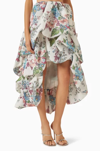 Matchmaker Draped Midi Skirt in Silk-linen Organza