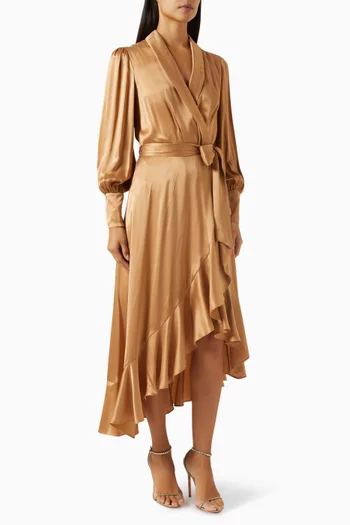Wrap Midi Dress in Silk
