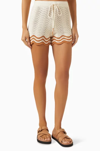 Junie Scalloped Shorts in Textured Knit