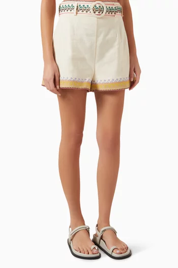 August Embroidered Shorts in Cotton