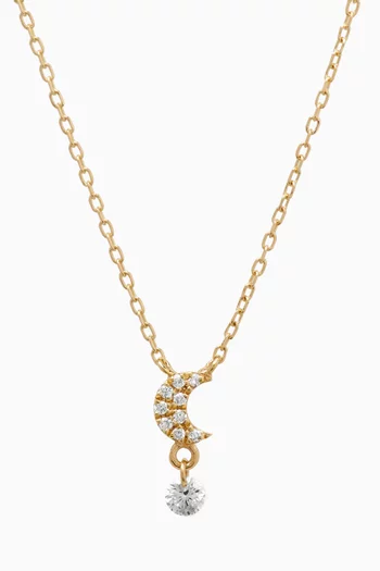Selene Moon Pavé Diamond Necklace in 18kt Gold