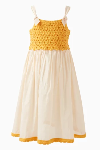 Junie Floral Dress in Crochet Knit & Cotton