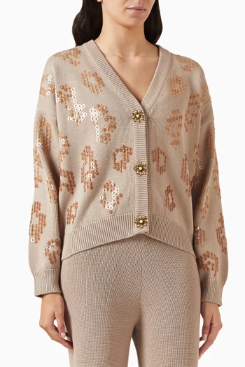 Embellished Cardigan in Cotton-knit