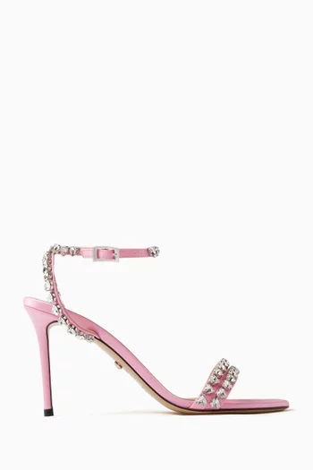 Audrey 95 Crystal-embellished Sandals in Satin
