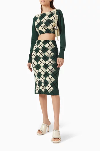 Argyle Cropped Sweater in Cotton-knit