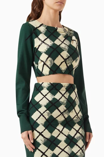 Argyle Cropped Sweater in Cotton-knit