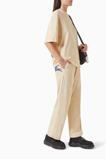 Equestrian Knight Print Pants in Cotton Towelling