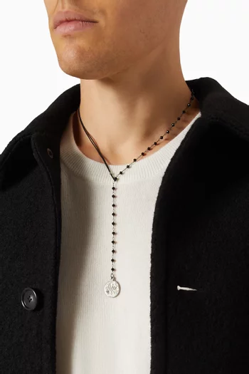 The Alessio Ancient Coin Pendant Necklace in Cord & Silver-tone Brass