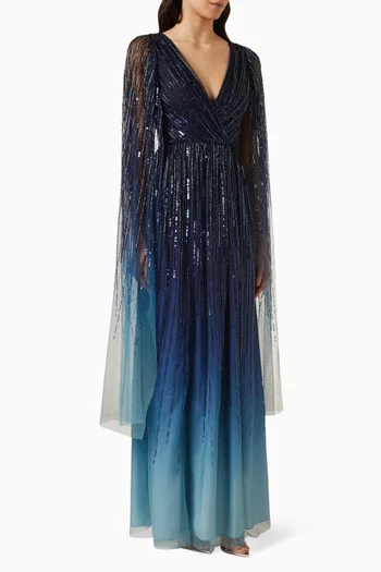 Ombre Beaded Gown in Polyester