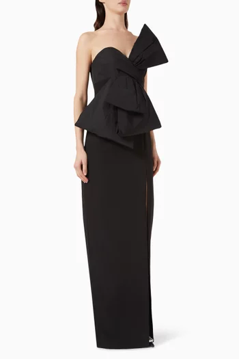 Deconstructed Bow Maxi Dress in Stretch-crepe