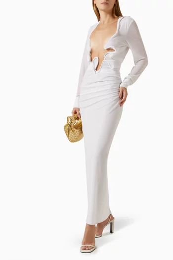 Venusa Plunge Shirt Dress in Mesh