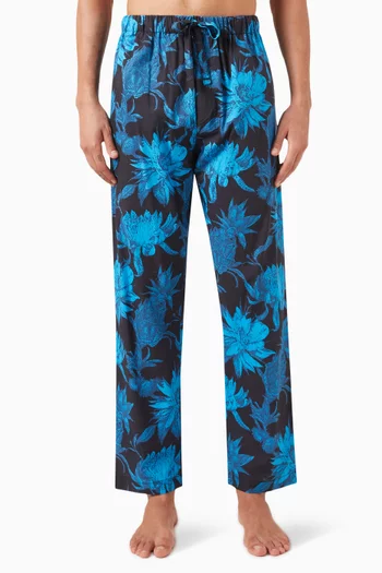 Printed Tapered Pyjama Pants in Cotton