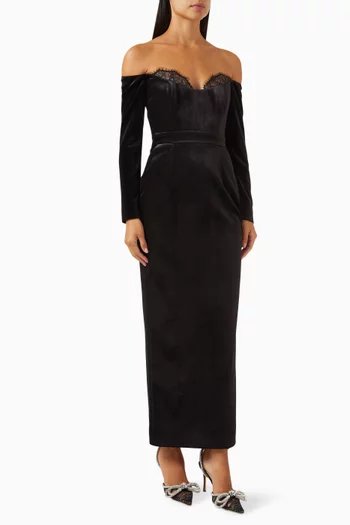 Farah Bustier Maxi Dress in Velvet