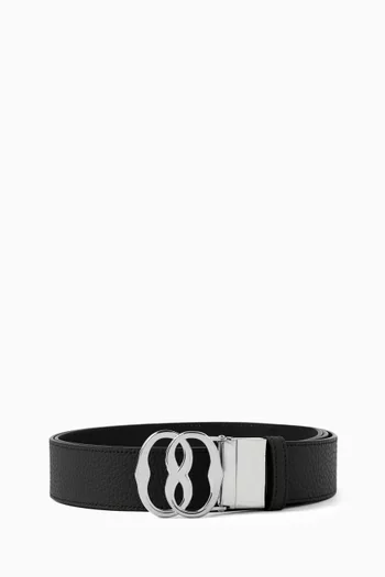 Emblem Logo Buckle Belt in Leather
