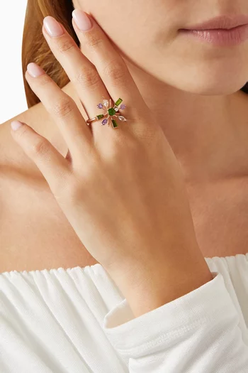 خاتم فاير وركس فيستا مرصع بأحجار كريمة ذهب وردي عيار 18