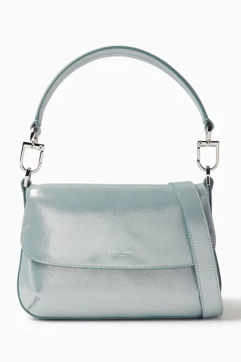Small La Prima Baguette Shoulder Bag in Metallic Leather