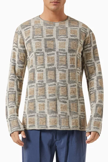 Jacquard Sweater in Linen & Wool