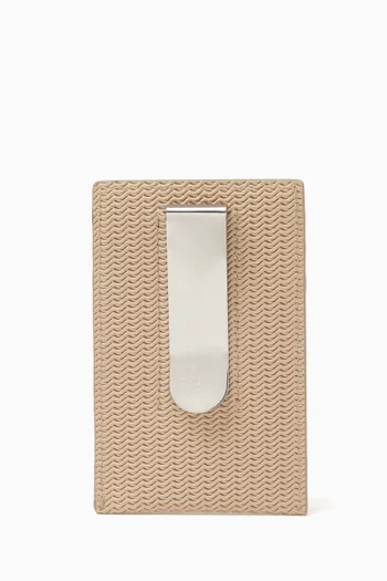 GA Logo Money Clip Card Holder in Leather