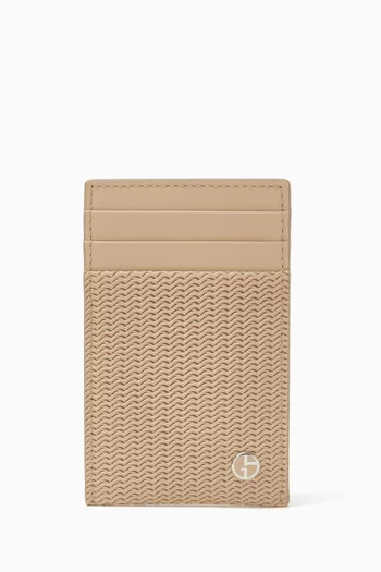 GA Logo Money Clip Card Holder in Leather