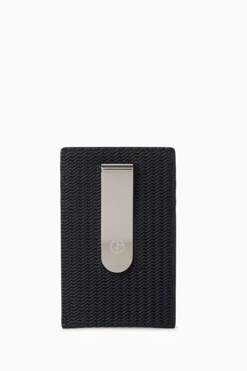 GA Logo Money Clip Card Holder in Leather