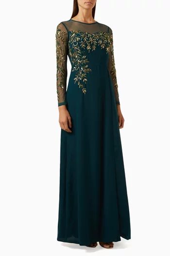 Avery Embellished Gown in Crepe