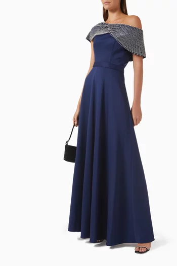 Beaded Off-shoulder Gown
