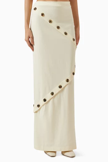 Button Maxi Skirt in Cotton-jersey