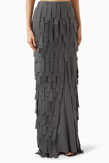 Rectangle-trim Skirt in Stretch-wool