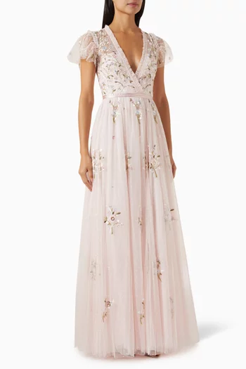 Petunia Cap Sleeve Gown in Tulle