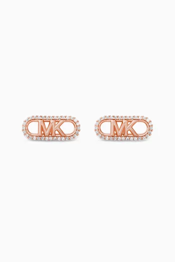 Embellished Empire Logo Earrings in 14kt Rose Gold-plated Sterling Silver