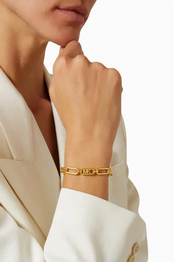 Chain Link Empire Logo Bracelet in 14kt Gold-plated Brass